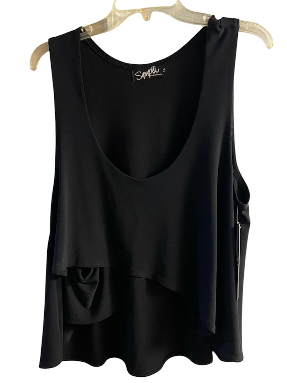 Sympli Black Asymmetrical Layered Tank Top Size 14 NWT